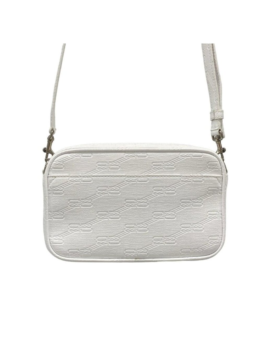 Balenciaga Shoulder Bag BB Monogram White Embossed Removable Strap Leather - Picture 3 of 15